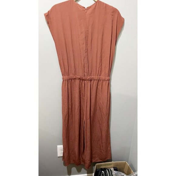 Eileen Fisher Womens Brown Russet Tencel Wide Leg Cropped Jumpsuit Sz XS V Neck - Picture 9 of 13